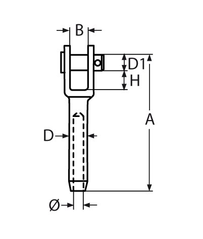 ESS наконечник троса для обжима с вилкой АРТ 8447 (чертеж)